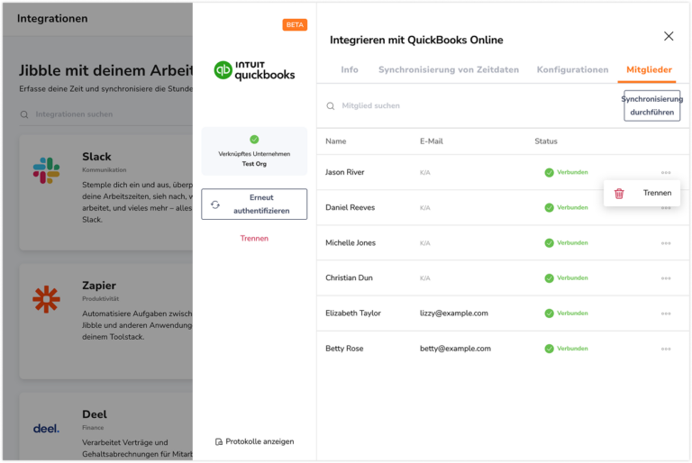 Disconnecting Quickbooks member